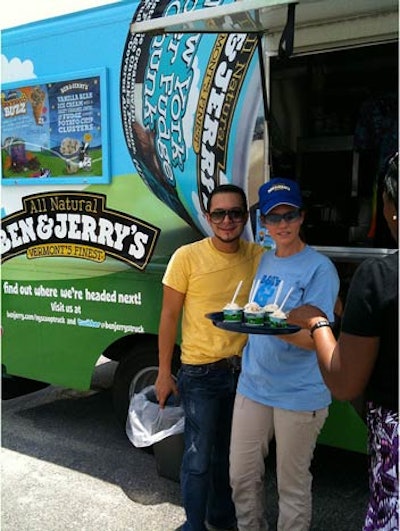 Each day Ben & Jerry's brand ambassadors posted the truck's locations on Twitter and Foursquare and invited people to stop by for free ice cream.