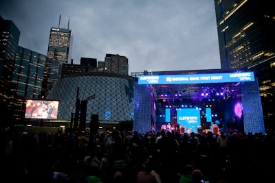 Roy Tompson Hall, the event's venue, had a view of Luminato's new home in David Pecaut Square.