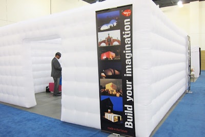 Europe-based Inflate manufactures inflatable products in shapes right for room or space dividers, exhibits, tents, and other uses. Newer to the company's portfolio is its AirClad line, which has a wooden frame and is more heavily engineered for a more permanent look and feel. All Inflatable products pack small and work well for road shows. The line is more typically sold than rented.
