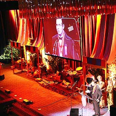 Public Radio International's Steve Dolinsky accepted the Viking Range Broadcast Media Award at the James Beard Foundation awards at the Marriott Marquis. The stage was decorated as a richly colored spice market, with glowing red, orange and gold fabrics draped over wooden frames and tables covered with spices.