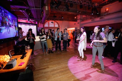 The largest stretch of space for the event was used to display Xbox Kinect consoles and allow guests to try out the games.