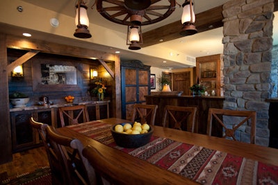The Big Thunder Suite's dining room has a rustic, lodgelike look.