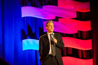 The Daily Show host Jon Stewart had guests laughing throughout his 20-minute monologue.