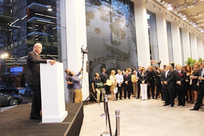 Before the ribbon-cutting, Mercedes-Benz executives, including Daimler AG chairman and head of Mercedes-Benz Cars Dr. Dieter Zetsche (pictured, left), took to a small stage erected by the main entrance to speak about the new dealership and other important news for the brand.