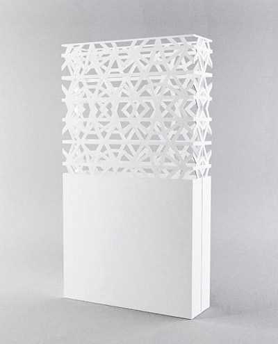 A geometric design punches up a white divider.