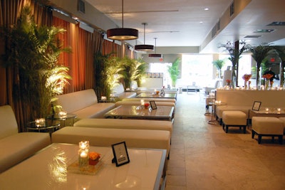 C Lounge was transformed for the evening. White furniture, palms, and custom draping brightened the space. Each seating area was assigned to a sponsor.