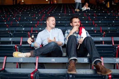 Some 250 guests attended the ballpark event, where, ironically, the Bruins game was broadcast onto monitors.