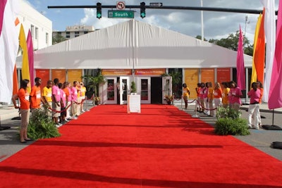 Kiteman Productions provided colorful flags that lined the red-carpet entrance to the groundbreaking celebration.