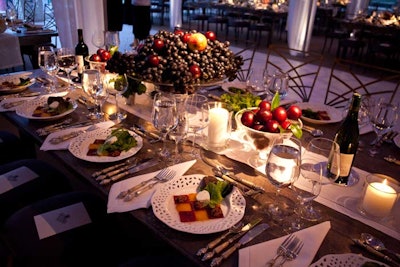 Served on a lacy charger plate, Jewell's first course was a mosaic of yellow and red beets, a green salad with goat cheese and cracked pepper vinaigrette, cheese lahvosh, and cheese pennies.