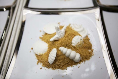 Waiters walked among the dinner tables serving candies after dinner in addition to the dessert course.