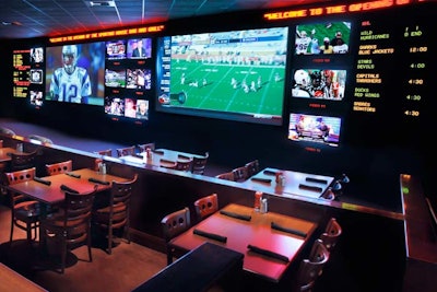 The Sporting House Bar & Grill inside the New York-New York Hotel & Casino has more than 130 video monitors for sports viewing and an area known as the screening room, which can become a private event space.