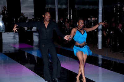 Professional ballroom dancers entertained guests in the dinner tent.