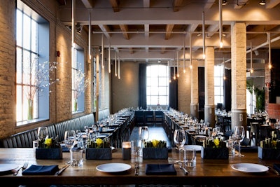 The main dining room at Brassaii holds 150 and embraces the building's history as a factory.
