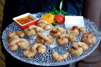 Coconut shrimp with a ginger dipping sauce was among the passed hors d'oeuvres.