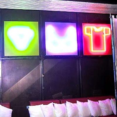 Musters & Company brought a little pop art to the event by custom-designing neon signs in the shapes of Jockey products. Jockey pillows lined the seats below.