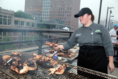 Laura Henry Zoubir of Church and Regal Beagle prepared peach-glazed organic chicken.