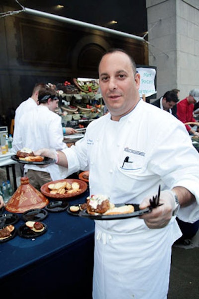 Marc Porcaro of Top of the Hub made Moroccan lamb sliders with harissa ketchup.