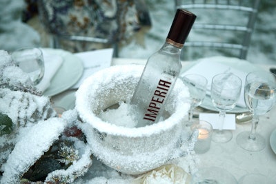 In keeping with the evening's loose Russian theme, organizers prominently placed bottles of Imperia Vodka, a chief sponsor of the gala, in icy-looking buckets on each table.