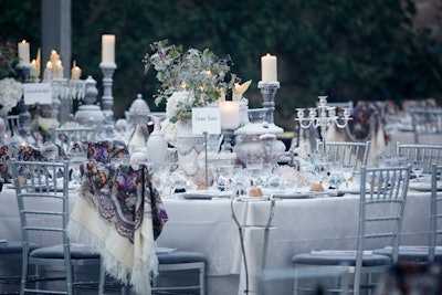 Traditional Russian folk scarves draped the backs of each seat, adding not only a decorative element, but also a parting gift for guests.