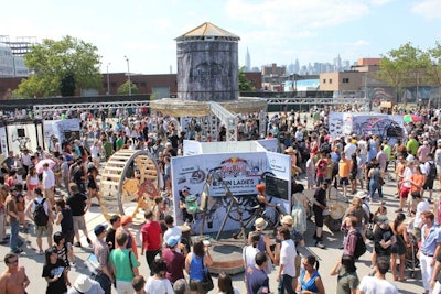 The setup at McCarren Park felt like a cross between a science fair and an amusement park, with booths for the inventions from each team and activities like bull riding and water balloon fights.