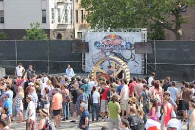 A total of four showcases took place over the course of the afternoon and presented the inventions in groups of four, with two to each stage. For example, Minneapolis-based group 1.21 Jigawatts demonstrated its hamster-wheel-like vehicle (pictured) on the same stage as Hack.rva, a team from Richmond, Virginia, while a exhibition from the all-female Effin Ladies followed a presentation by NYC Resistor on the other platform.