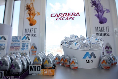 Another bar supplied bottles of water infused with drops of MiO Liquid Water Enhancer.