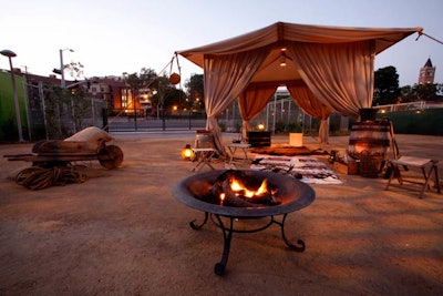 Fire pits and earth tones contributed to the feel.