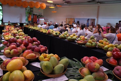 The garden house was decorated with an extensive mango display in the middle of the room for one of the many mango lectures.