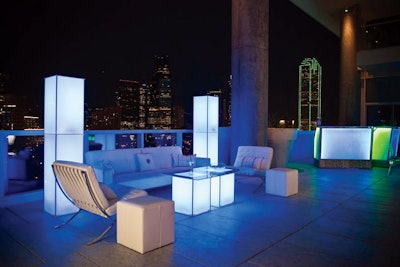 “We have seen the advent of lighted furnishings including tables, pedestals, columns, and bars. The soft glow created by LED lighted furnishings is now an integral part of most events that take place in the evening.” Kevin Dana, Cort Event Furnishings, San Francisco