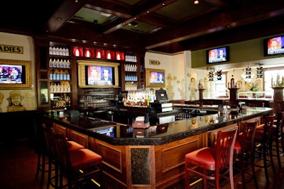 The lounge area has seating for 30 at the bar and high-top tables.