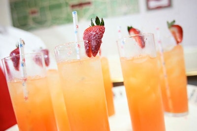 Occasions extended the red, white, and blue theme of the breakfast to the straws served with drinks.