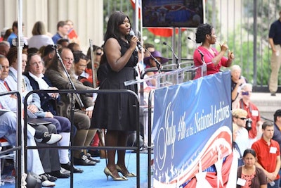 Opera singer Michelle B. Johnson performed 'America the Beautiful.'