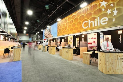 With green signage conveying their commitment to sustainability, Chile partnered with environmental firms TFS Green and Deuman to neutralize 152 tons of carbon dioxide emitted as a result of their attendance at the 2011 Summer Fancy Food Show. This year to date, the groups have helped abate 1,117.9 tons of emissions from trade shows in Berlin, Nuremberg, Dusseldorf, London, and Barcelona.