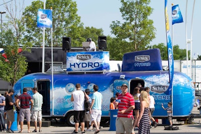 A DJ played from the top of the Schick Hydro Submarine. Inside, guests could enter a contest to win an iPad or a trip to Las Vegas.