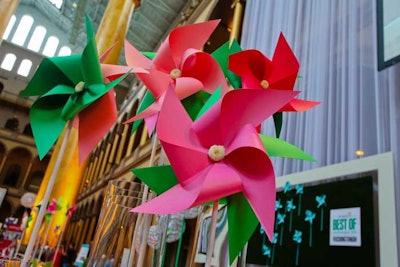 Whimsical pinwheels decorated one of the three main bars.