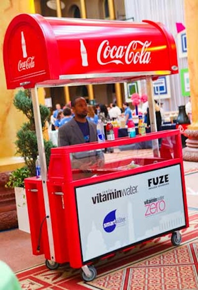 Sponsor Coca-Cola served a selection of its products like Smartwater, Coca-Cola, Fuze, and Vitaminwater from its mobile beverage stand.