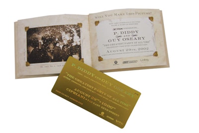 One of the very first items I reported on for BizBash was this invitation to P. Diddy and Guy Oseary’s 2002 MTV Video Music Awards after-party, “The Greatest Party of all Time.” While I can’t vouch for the claim, I can say with confidence that the invite (which reminded women to shave their nether regions, for example) was certainly the most vulgar of all time. And I have seen vulgar, mind you.