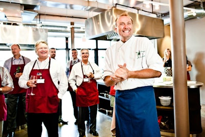 Chef Michael Bonacini greeted the guests at Cirillo's Cooking Academy.