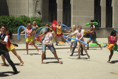 The performers did a choreographed flash-mob dance.