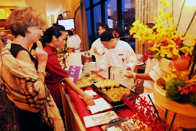 Tasting stations lined the perimeter of the grand ballroom at the Ritz-Carlton Chicago.