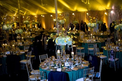 In keeping with the 'Summertime' theme, yellow lights formed a sunny glow on the tent's ceiling.