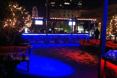 The rooftop area at Vain has two bars and lounge seating.