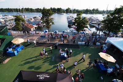 Previously in the middle of the city, the new stadium is on the southwest waterfront, complete with direct boat access.