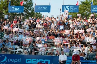 Team sponsor signs lined the top and bottom of the stands.