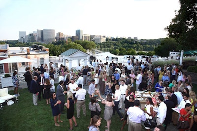 About 225 people attended the garden party overlooking Georgetown and Rosslyn, Virginia.