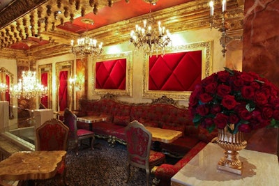 Sax is decorated with red and gilded lounge furniture throughout its two floors.