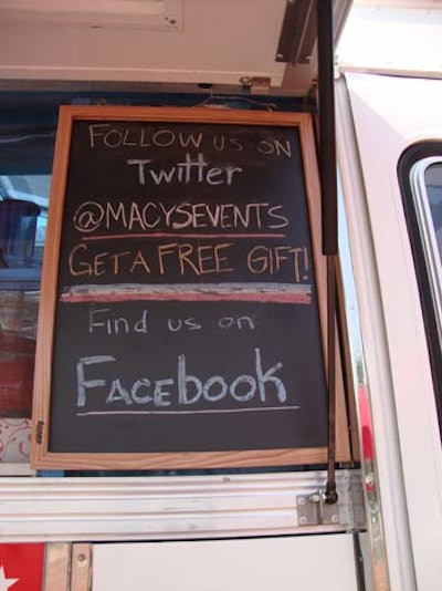 Macy's advertised its Facebook promotion on one of the truck's multiple chalkboards.
