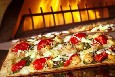 Rosen Shingle Creek's Tobias Flats restaurant can create a flatbread station for events. Menu choices include the McIvey flatbread, topped with Florida rock shrimp, pesto, fresh mozzarella, and oven-roasted tomatoes.
