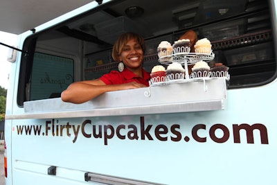 Flirty Cupcakes doled out treats in flavors such as red velvet and pineapple-rum.