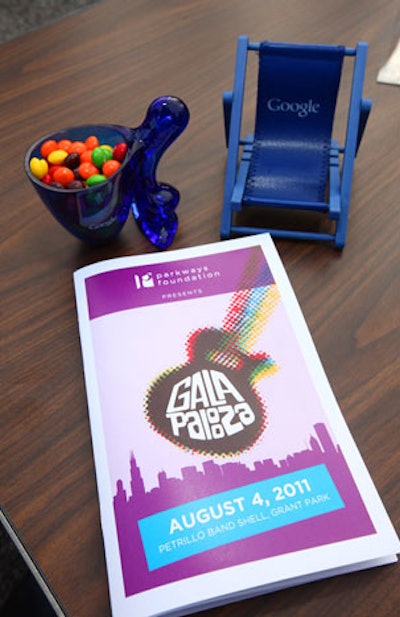 The Google lounge also had candy dishes and mini branded beach chairs.